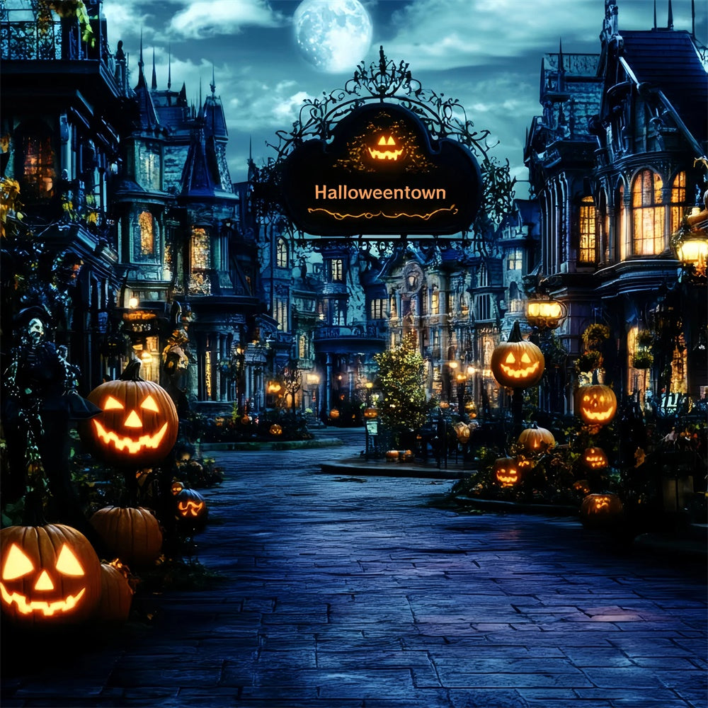 Toile de fond Halloween Village Hanté Lanternes GQ6-222