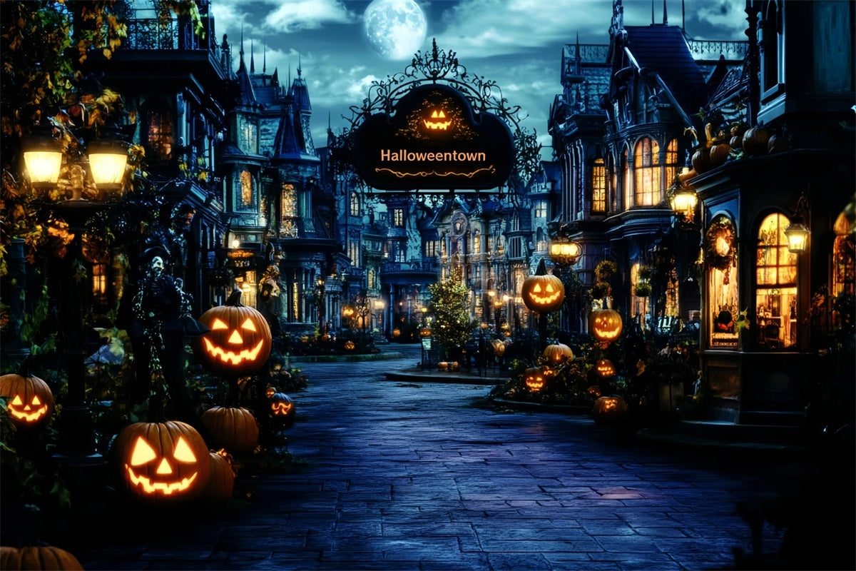 Toile de fond Halloween Village Hanté Lanternes GQ6-222