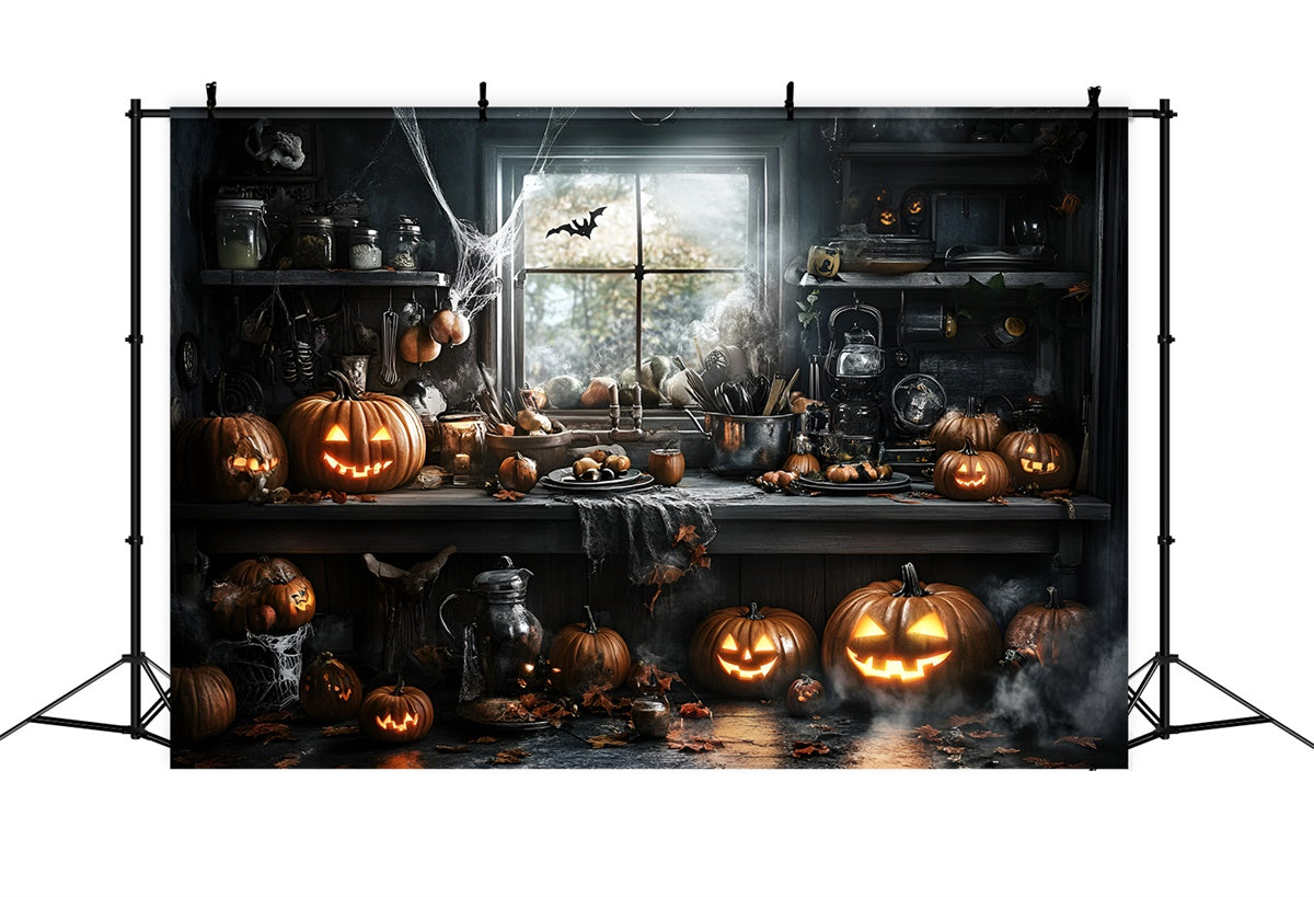 Toile de fond Halloween Cuisine Maléfique Citrouilles GQ6-225