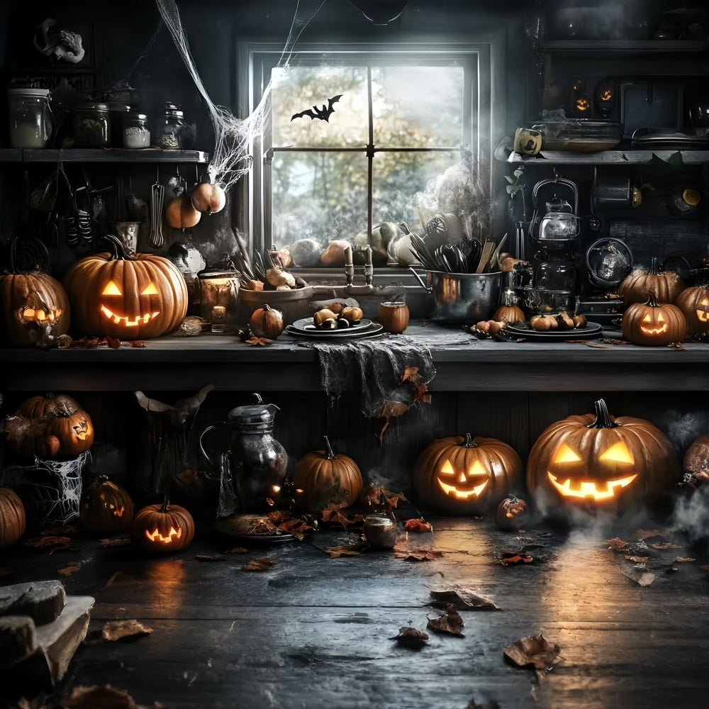 Toile de fond Halloween Cuisine Maléfique Citrouilles GQ6-225