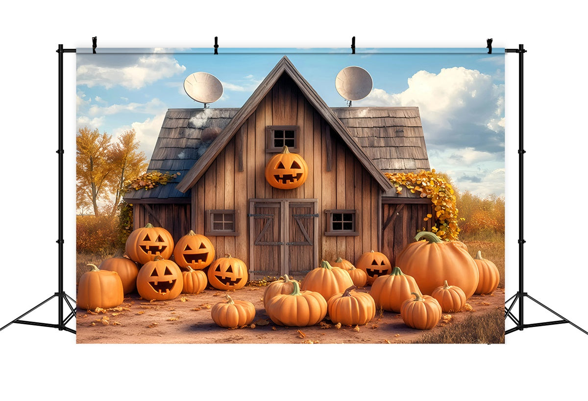 Toile de fond Halloween Ferme Campagne Citrouille GQ6-226