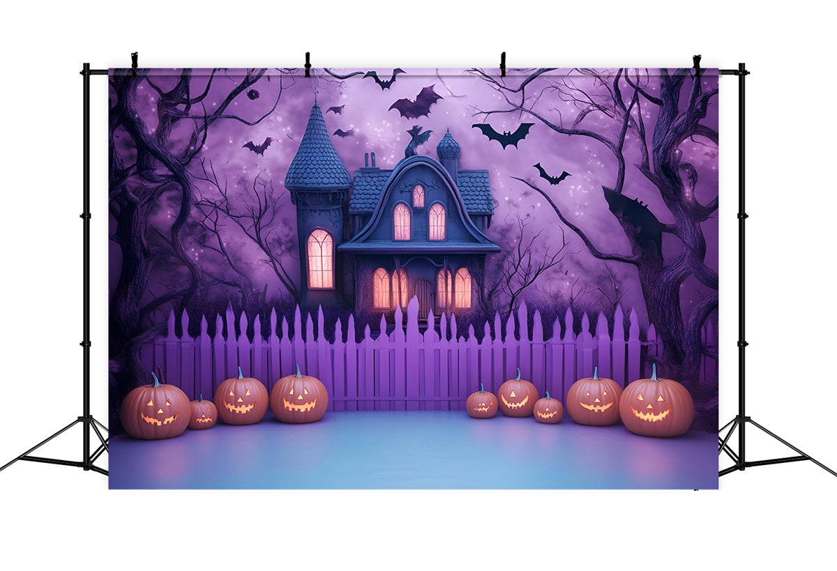 Toile de fond Halloween Maison Hantée Mauve Effrayante GQ6-227