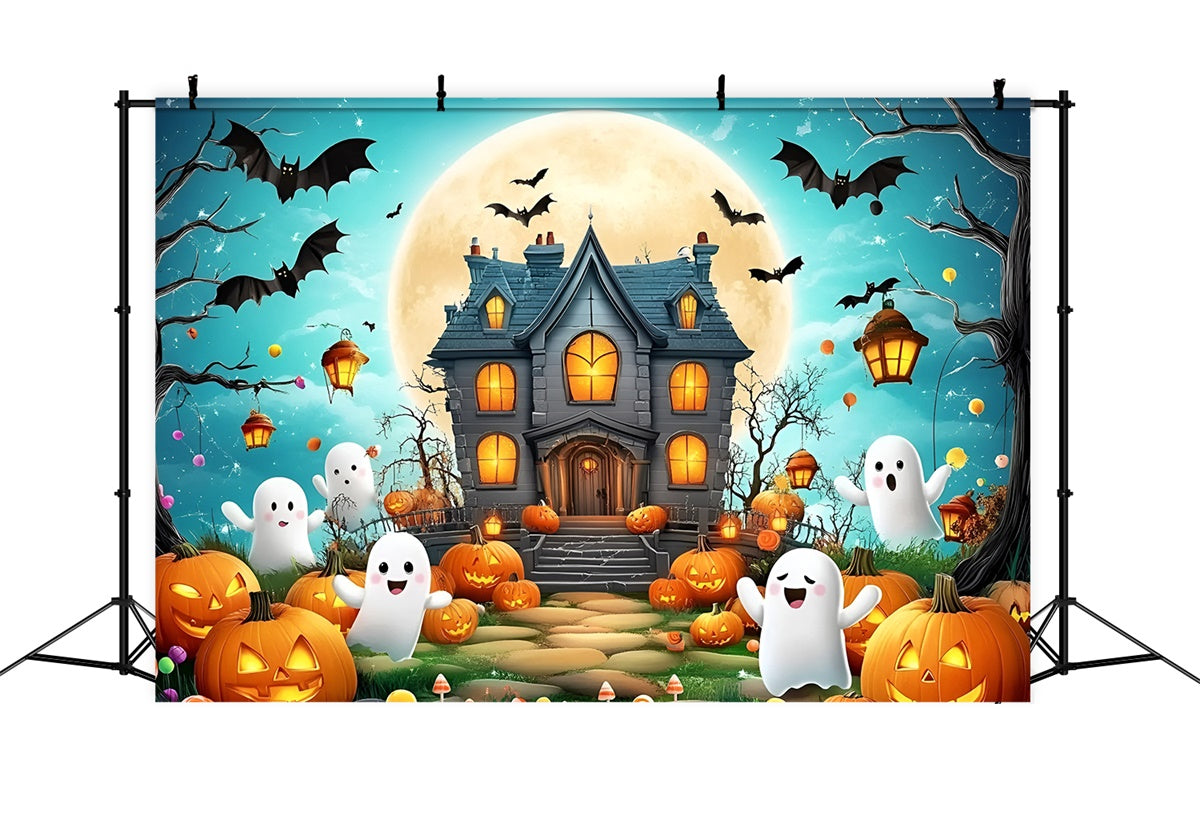 Toile de fond Halloween Fête Maison Hantée Citrouilles Mignonne GQ6-231