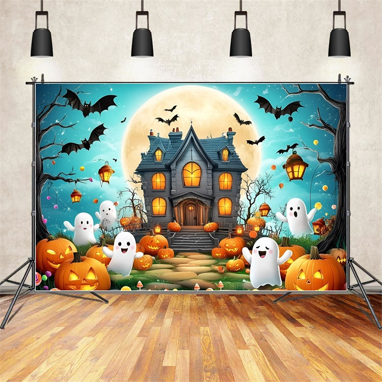 Toile de fond Halloween Fête Maison Hantée Citrouilles Mignonne GQ6-231