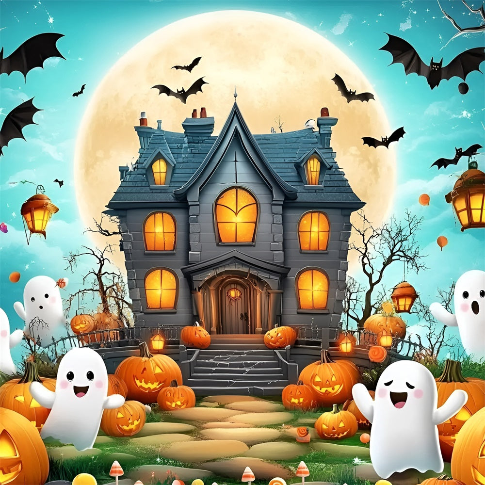 Toile de fond Halloween Fête Maison Hantée Citrouilles Mignonne GQ6-231