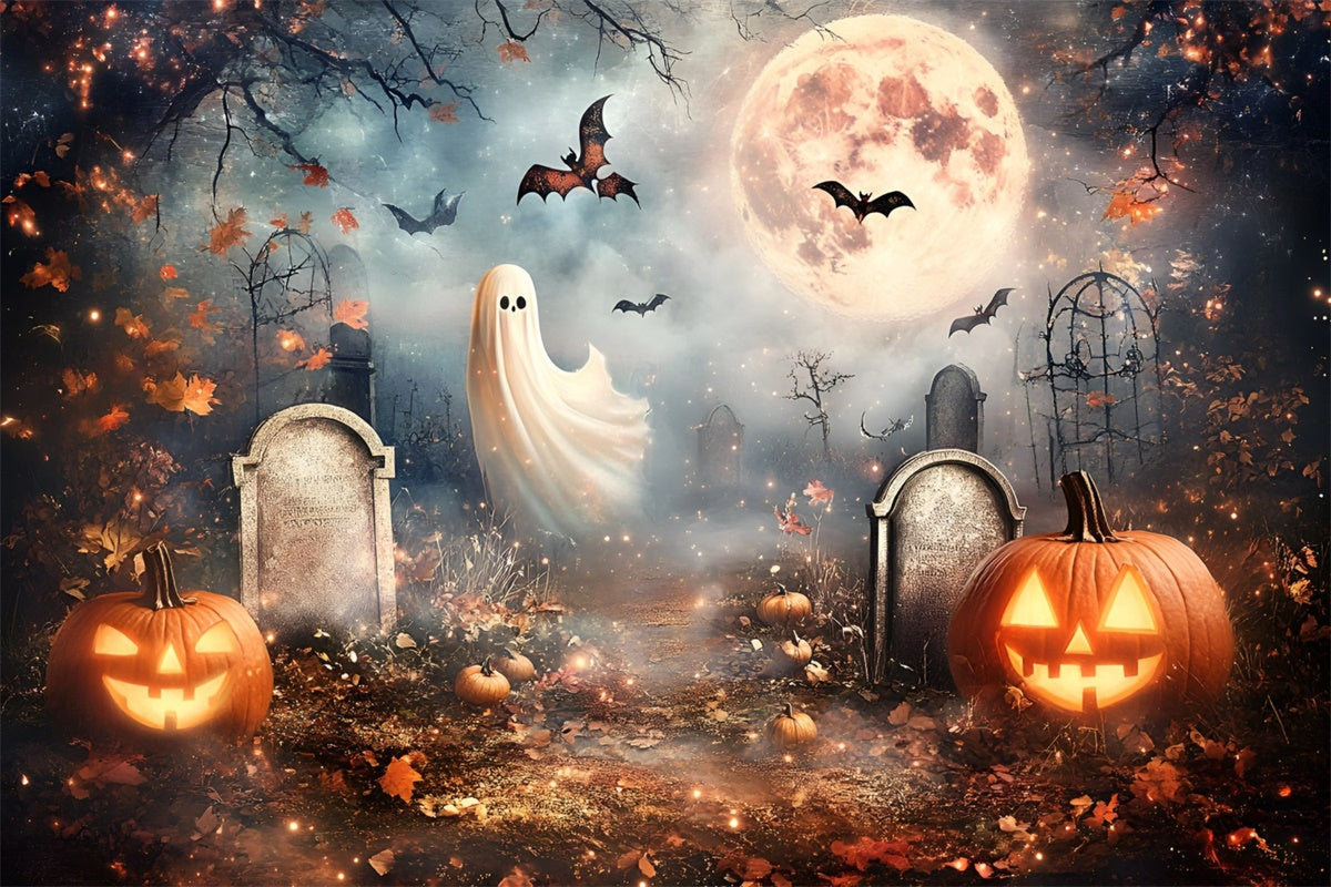 Toile de fond Halloween Pleine Lune Esprits Tombe GQ6-235