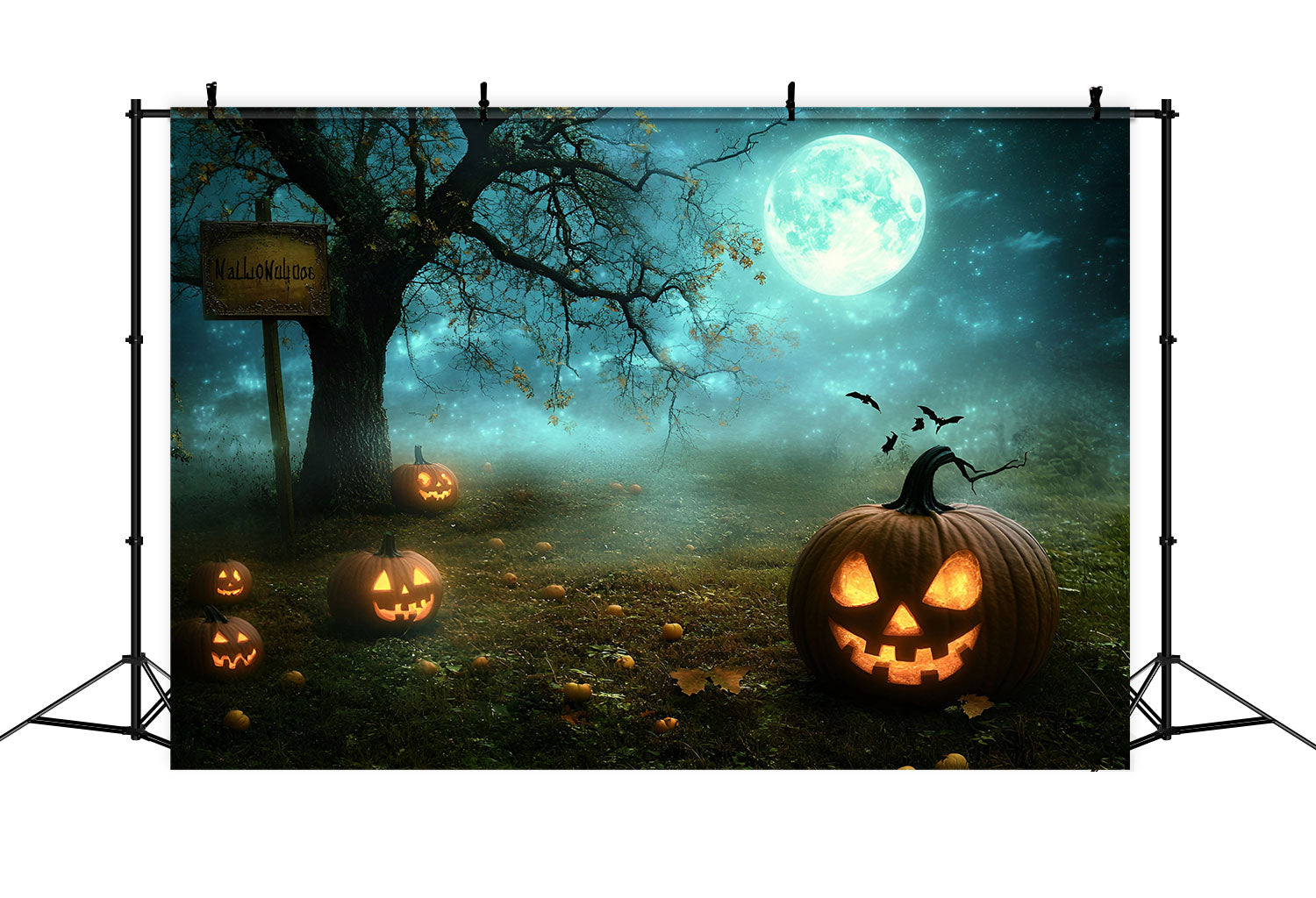 Toile de fond Halloween Bosquet Citrouilles au Clair de Lune GQ6-237