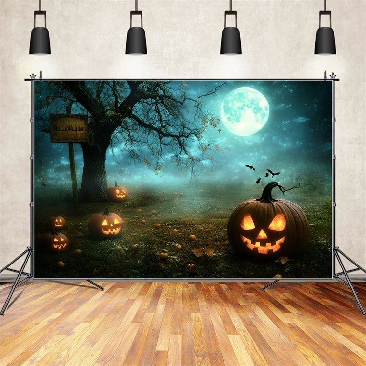 Toile de fond Halloween Bosquet Citrouilles au Clair de Lune GQ6-237