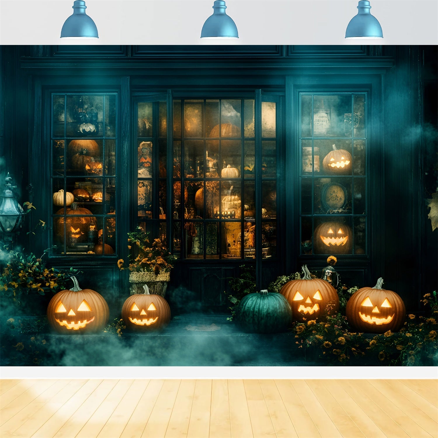 Toile de fond Halloween Boutique Fantomatique Brouillard GQ6-238