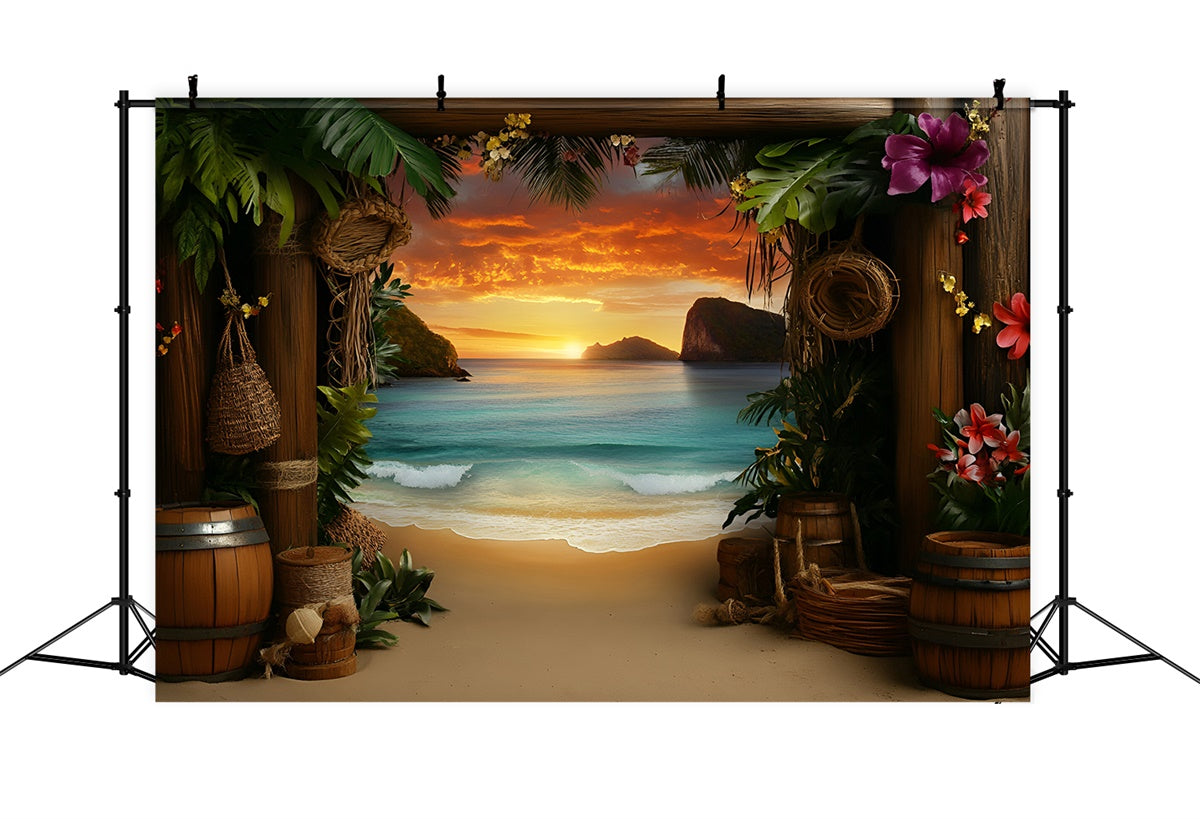 Toile de fond Photo Été Escapade Coucher Tropical GQ6-24