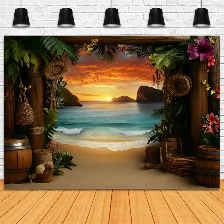 Toile de fond Photo Été Escapade Coucher Tropical GQ6-24
