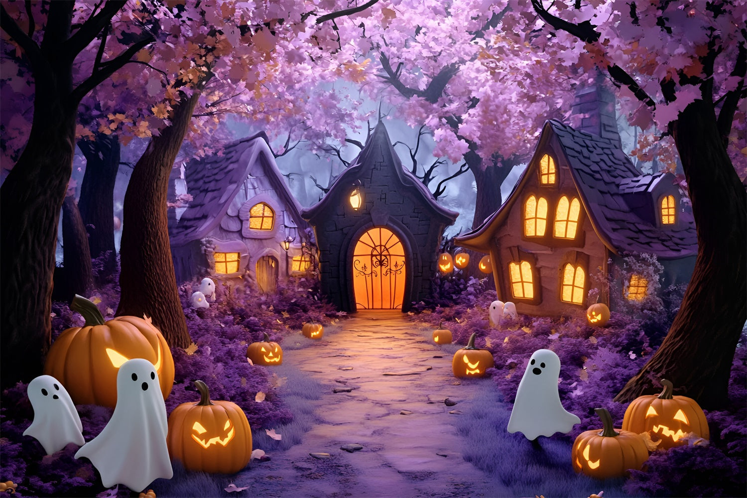Toile de fond Halloween Village Fantôme Enchanté GQ6-241