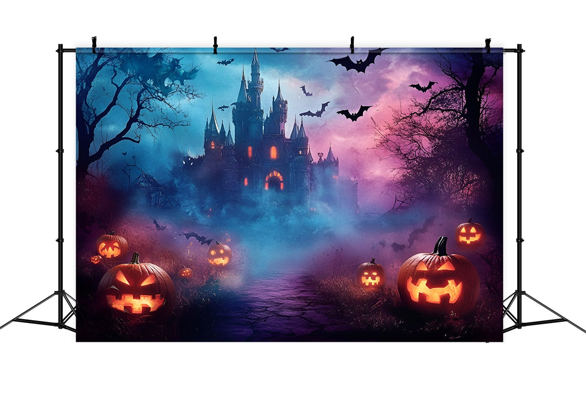 Toile de fond Halloween Château Brumeux Nuit Effrayante GQ6-242