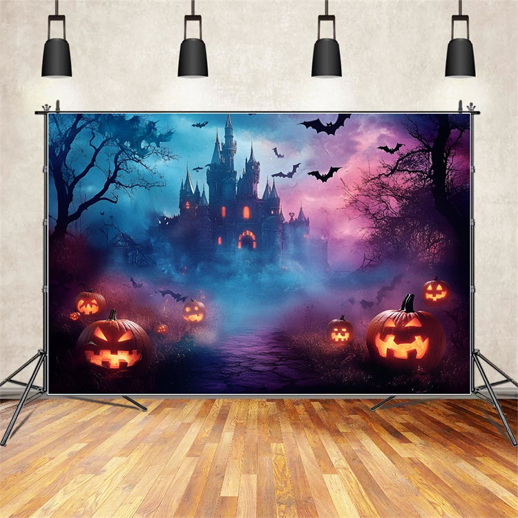 Toile de fond Halloween Château Brumeux Nuit Effrayante GQ6-242