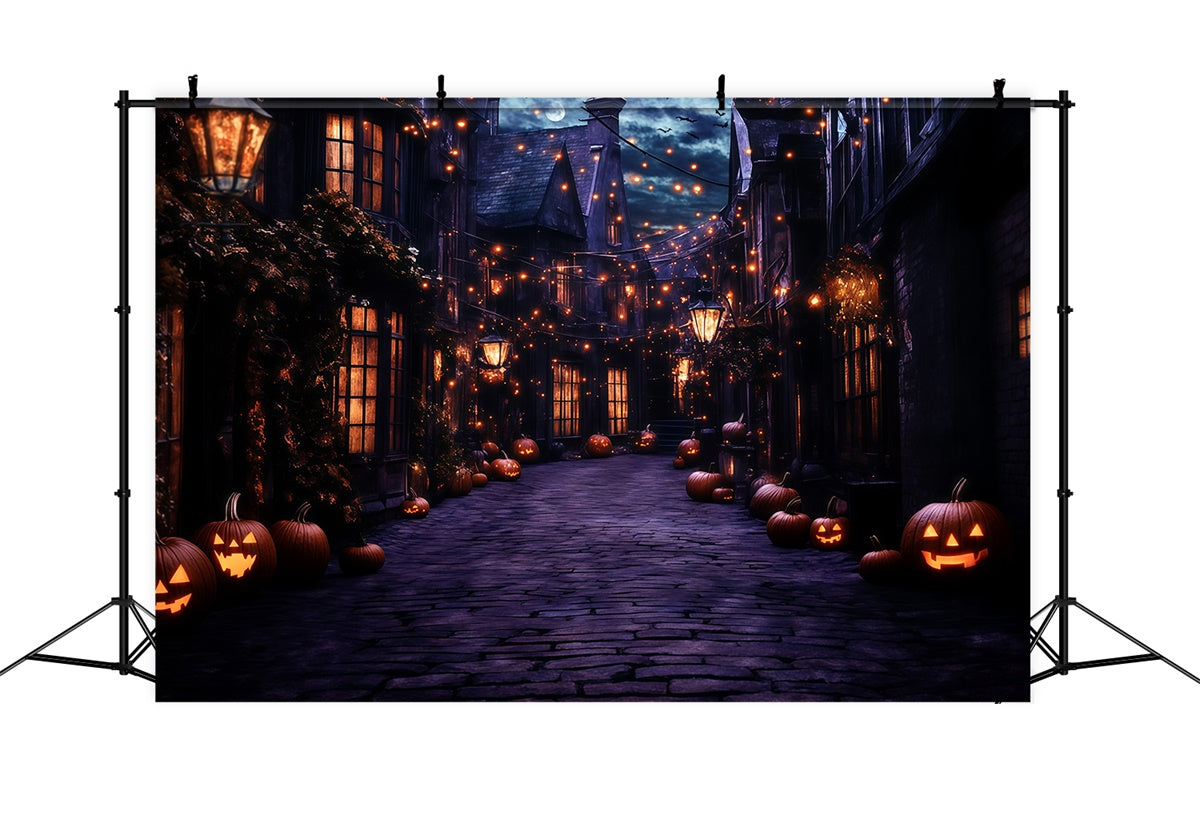 Toile de fond Halloween Village Fantomatique Lanterne Nuit GQ6-249