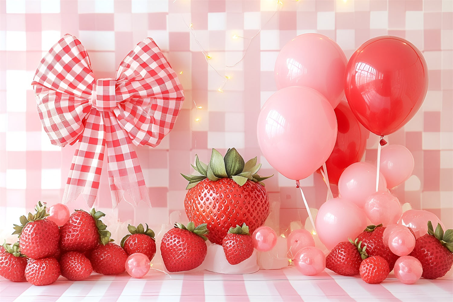 Toile de fond Photo Anniversaire Bébé Nœud Sucré aux Baies GQ6-305