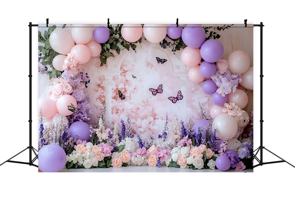 Toile de fond Photo Gâteau Smash Jardin Lavande et Papillons GQ6-310