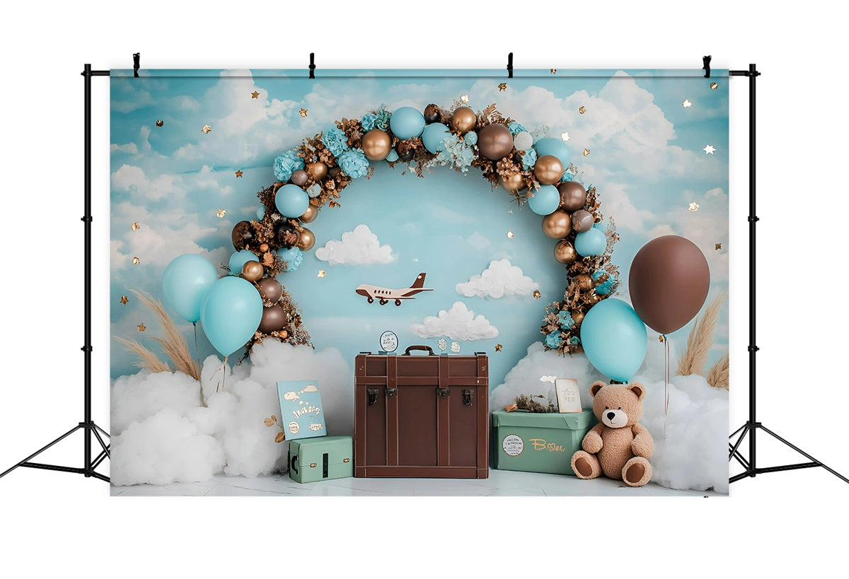 Toile de fond Photo Gâteau Smash Petit Aviateur et Ciel Aventureux GQ6-312