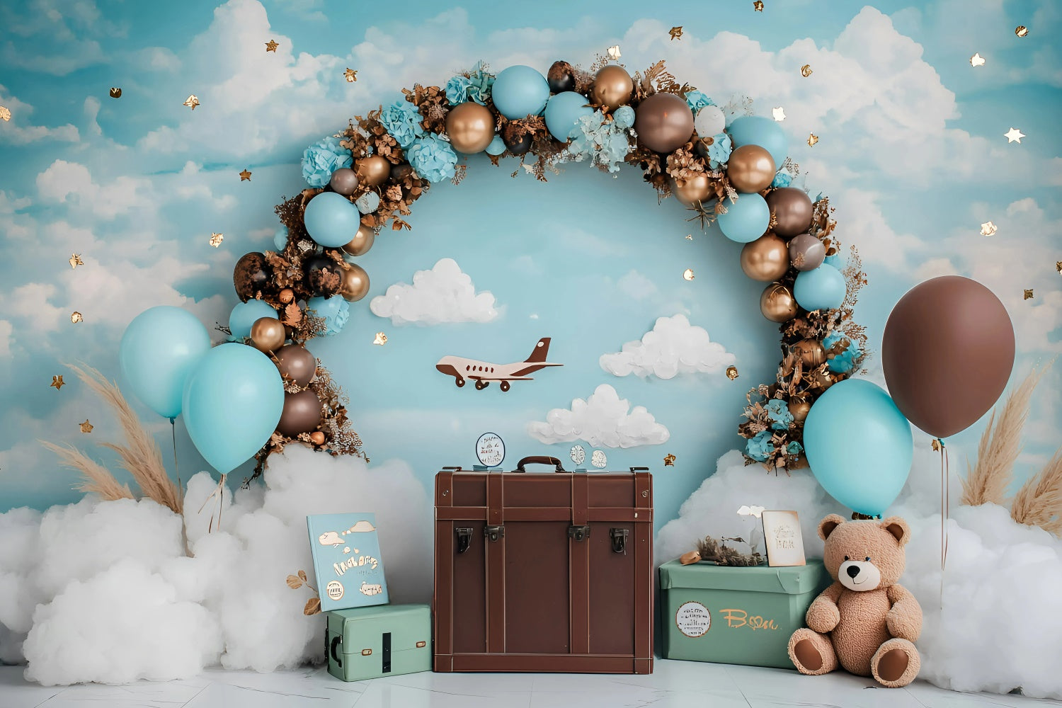 Toile de fond Photo Gâteau Smash Petit Aviateur et Ciel Aventureux GQ6-312