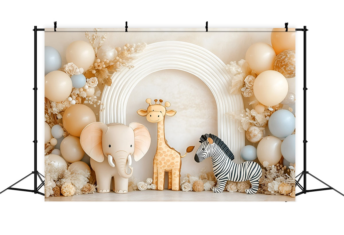 Toile de fond Photo Gâteau Smash Garçon Arche de Jungle Mignonne GQ6-314