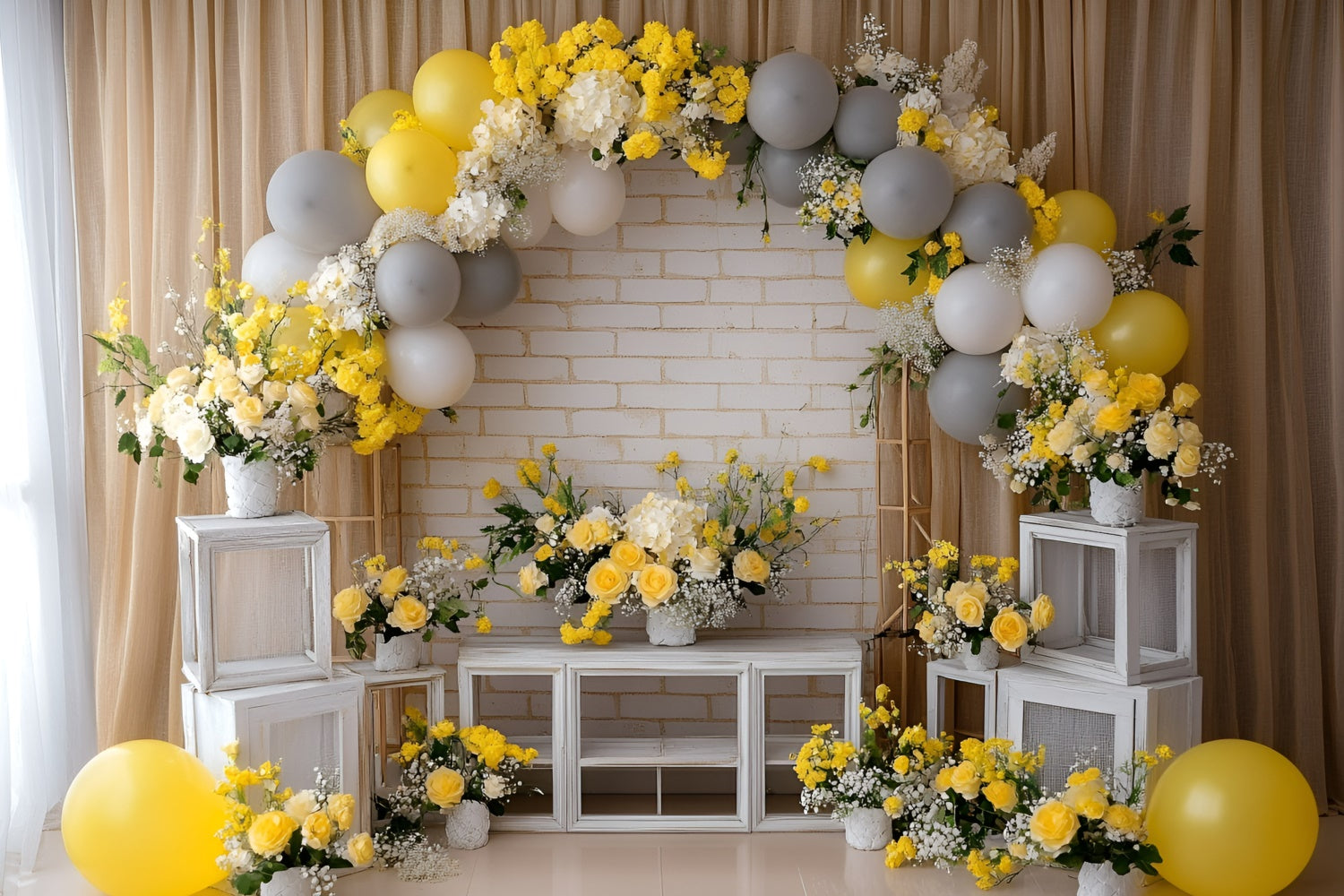 Toile de fond Photo Gâteau Smash Éclat Rustique Fleuri GQ6-317