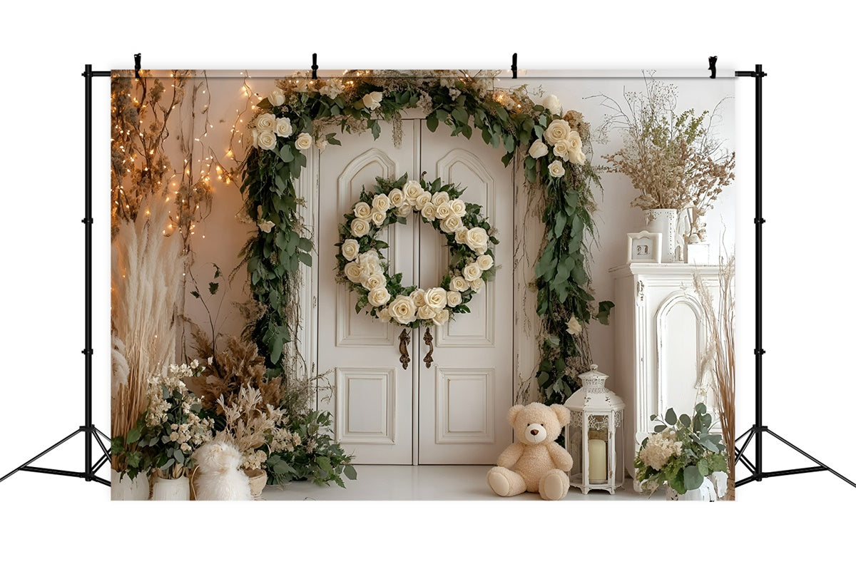Toile de fond Photo Gâteau Smash Couronne Florale Rustique GQ6-319