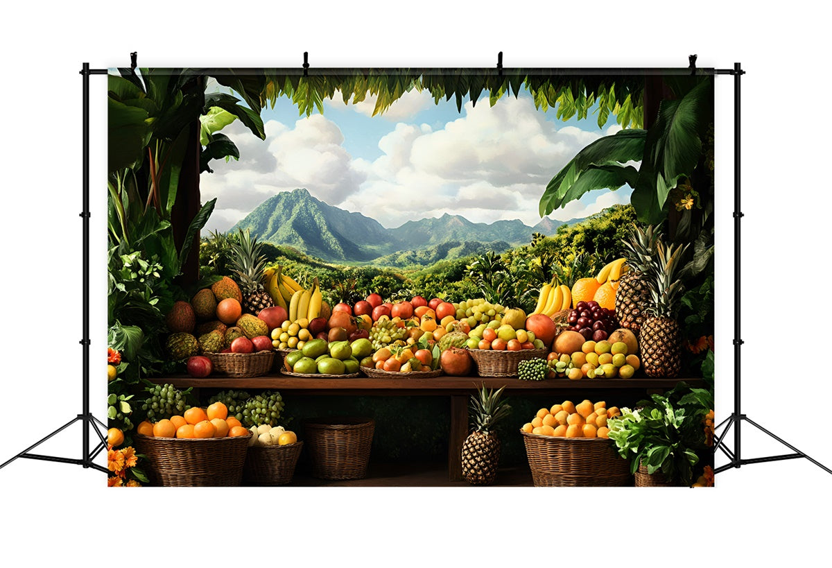 Toile de fond Photo Été Marché de Fruits Tropicaux GQ6-32