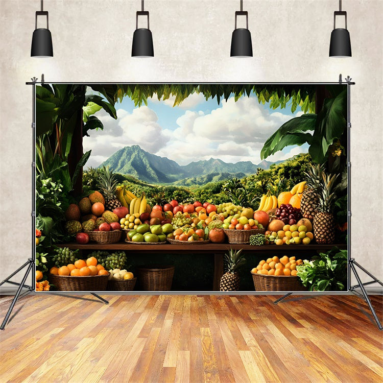 Toile de fond Photo Été Marché de Fruits Tropicaux GQ6-32