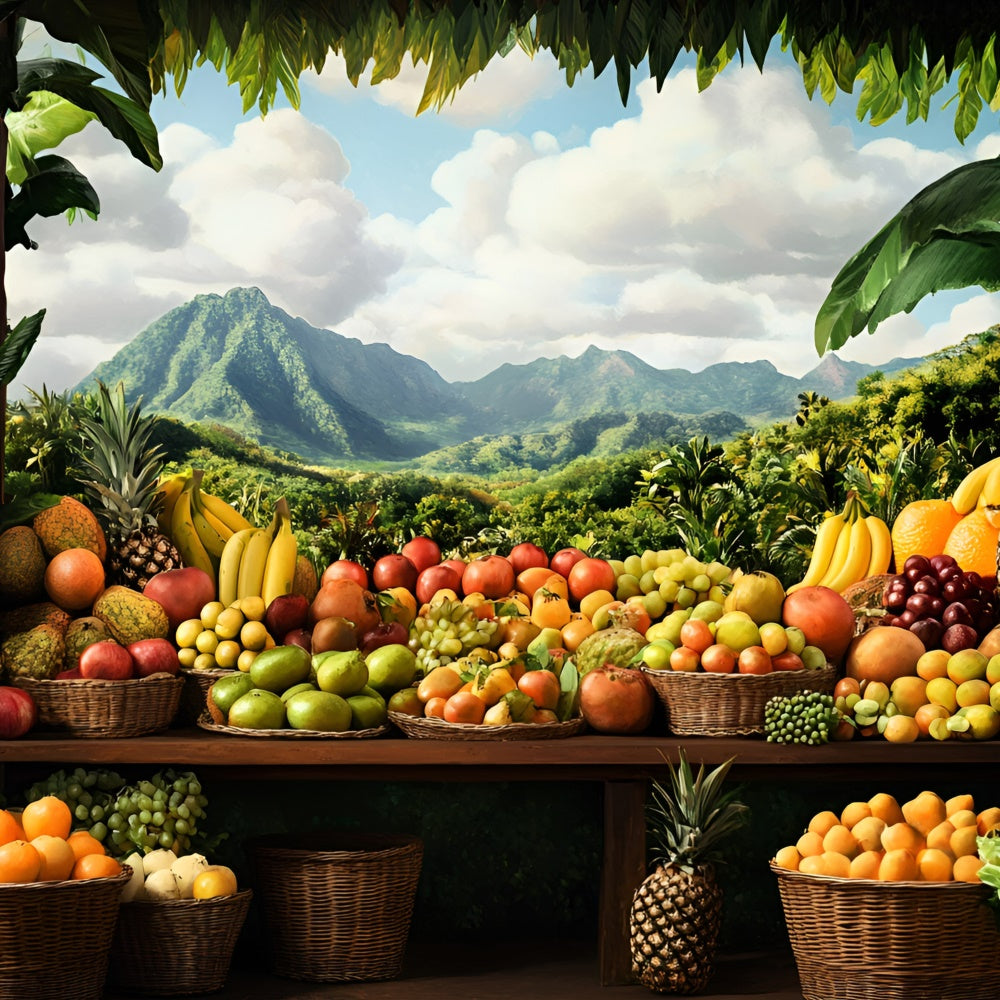 Toile de fond Photo Été Marché de Fruits Tropicaux GQ6-32