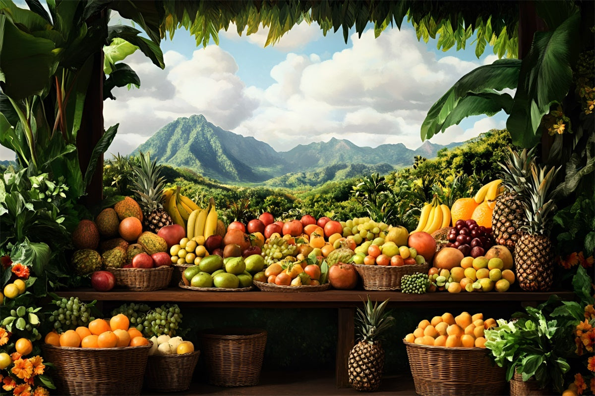Toile de fond Photo Été Marché de Fruits Tropicaux GQ6-32