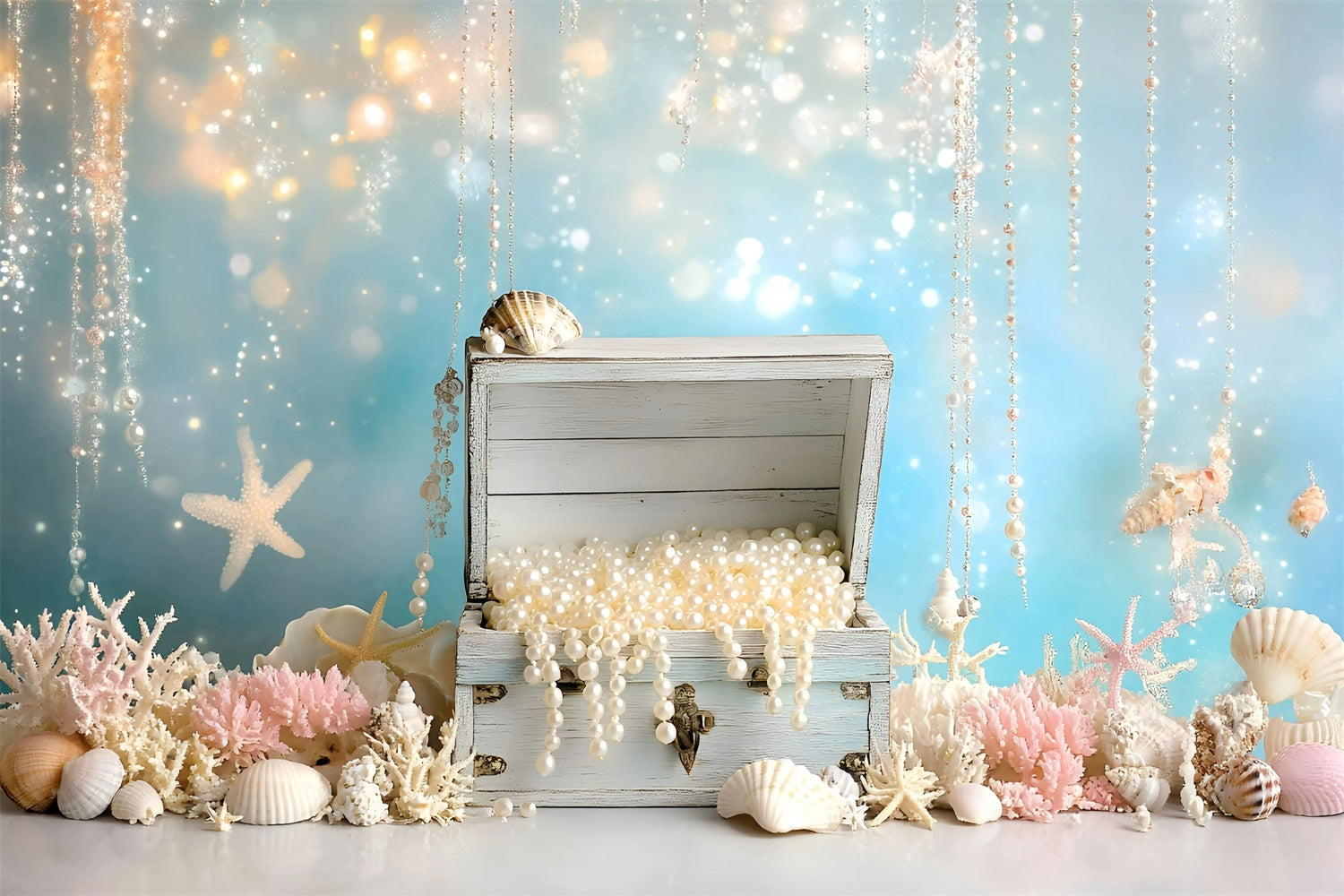 Toile de fond Photo Gâteau Smash Fille Sirène Perle Sous-Marine GQ6-327