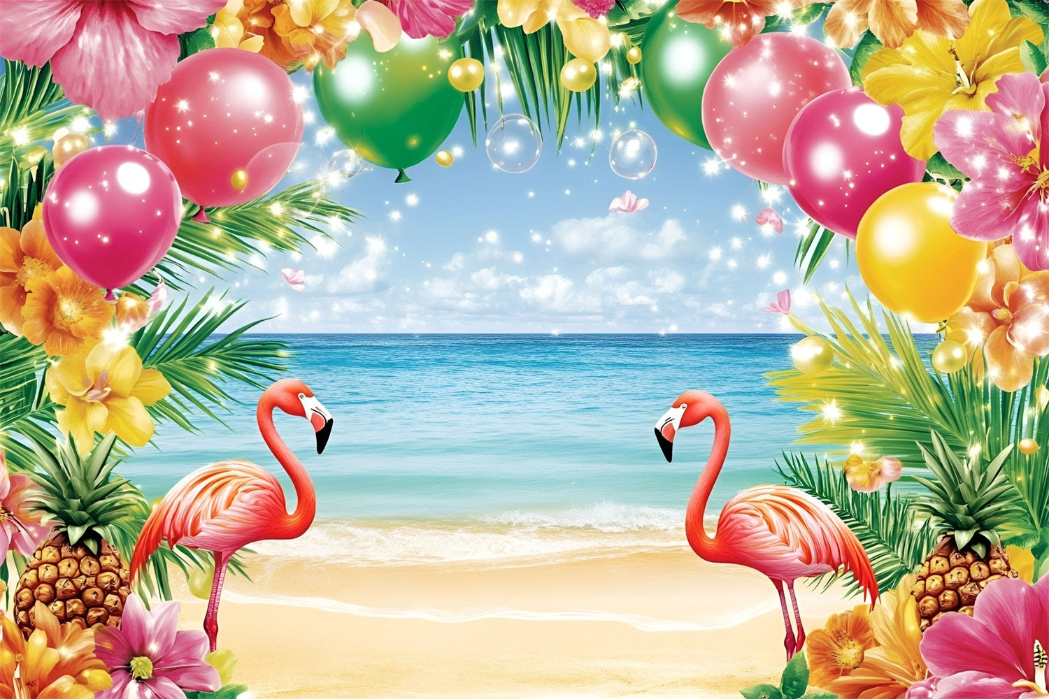 Toile de fond Photo Été Flamant Tropical Joyeux GQ6-36