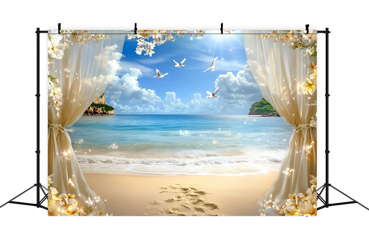 Toile de fond Thème Plage Île de Rêve Horizon Été GQ6-49