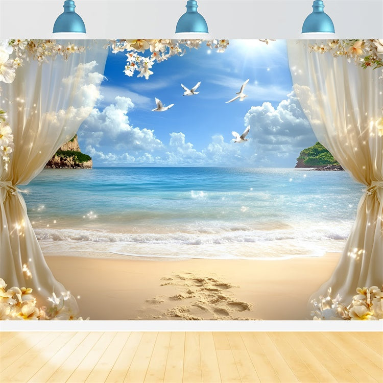 Toile de fond Thème Plage Île de Rêve Horizon Été GQ6-49