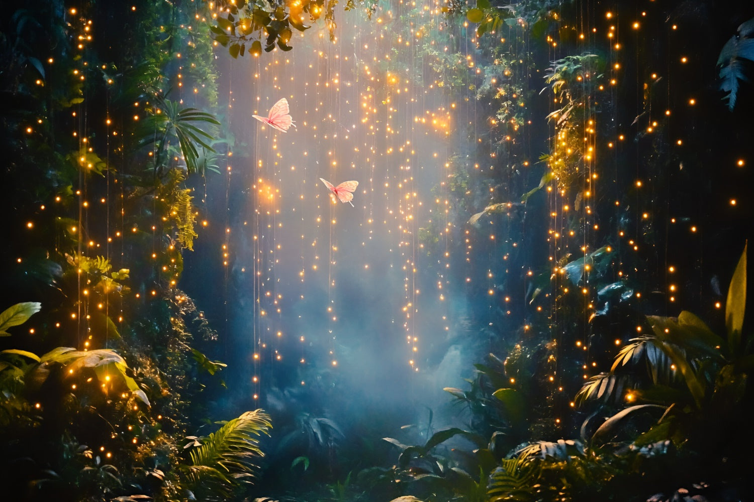 Toile de fond Été Forêt Magique Pluie Étincelante GQ6-61