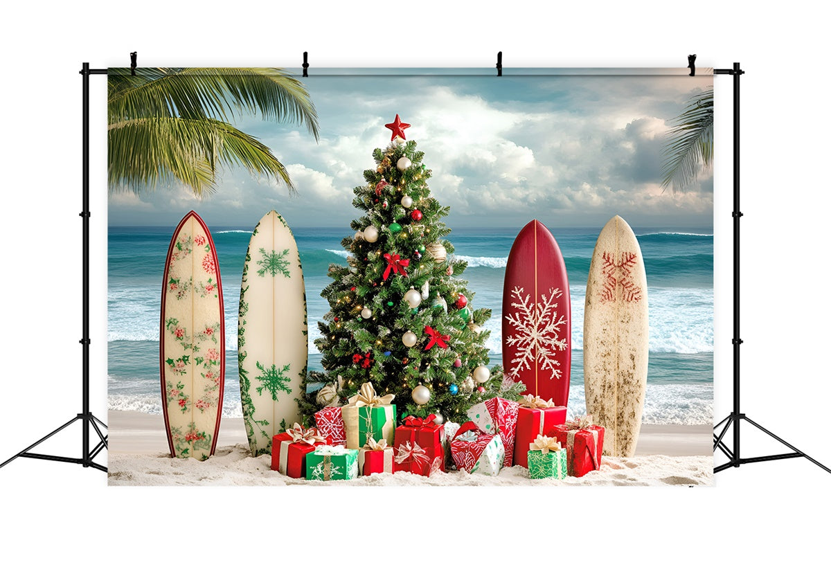 Toile de fond Été Surf Tropical Noël Plage GQ6-9