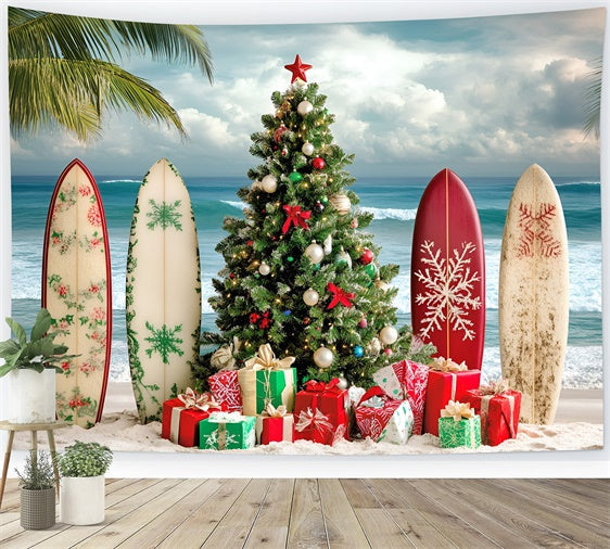 Toile de fond Été Surf Tropical Noël Plage GQ6-9