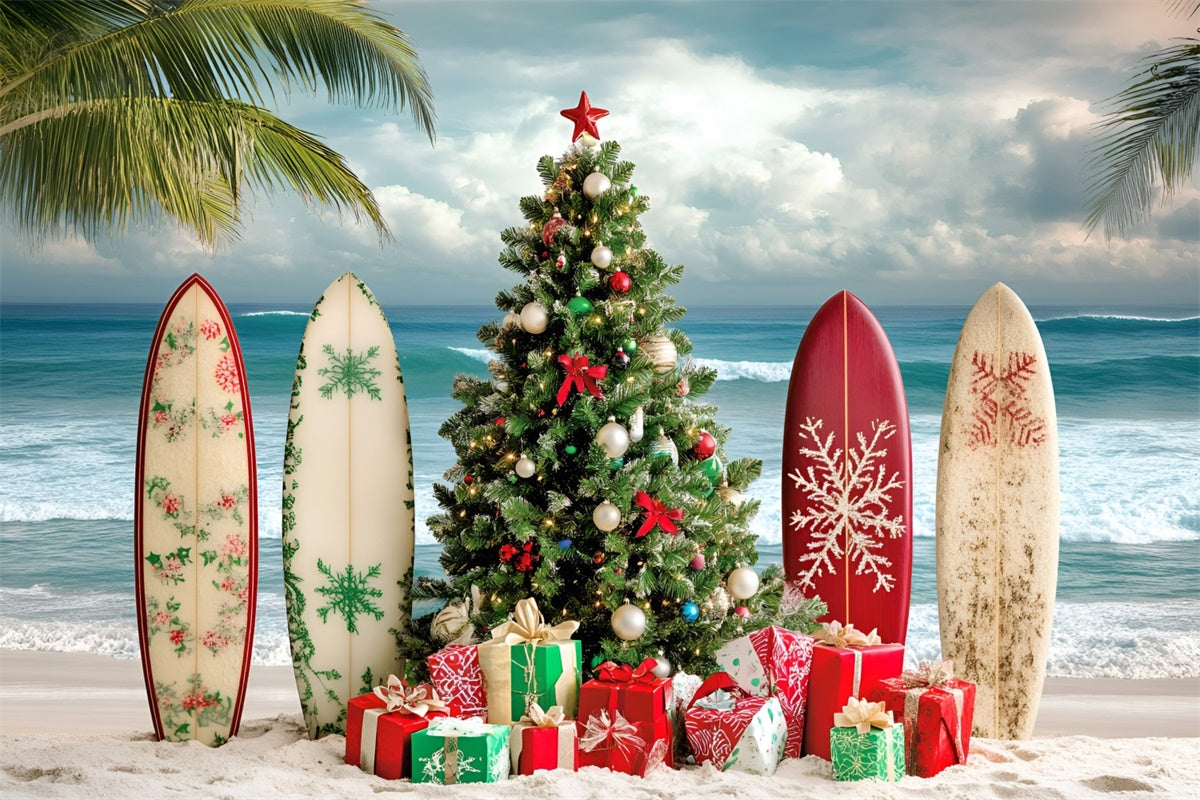 Toile de fond Été Surf Tropical Noël Plage GQ6-9