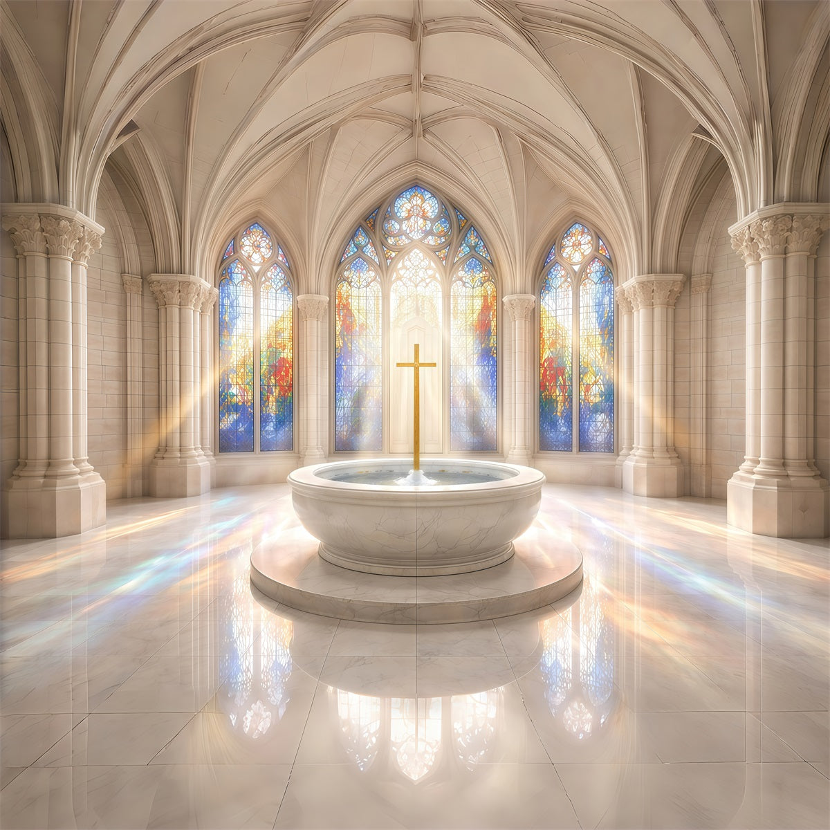 Fond de Pâques Croix Fenêtre Salle Église GQ61-1