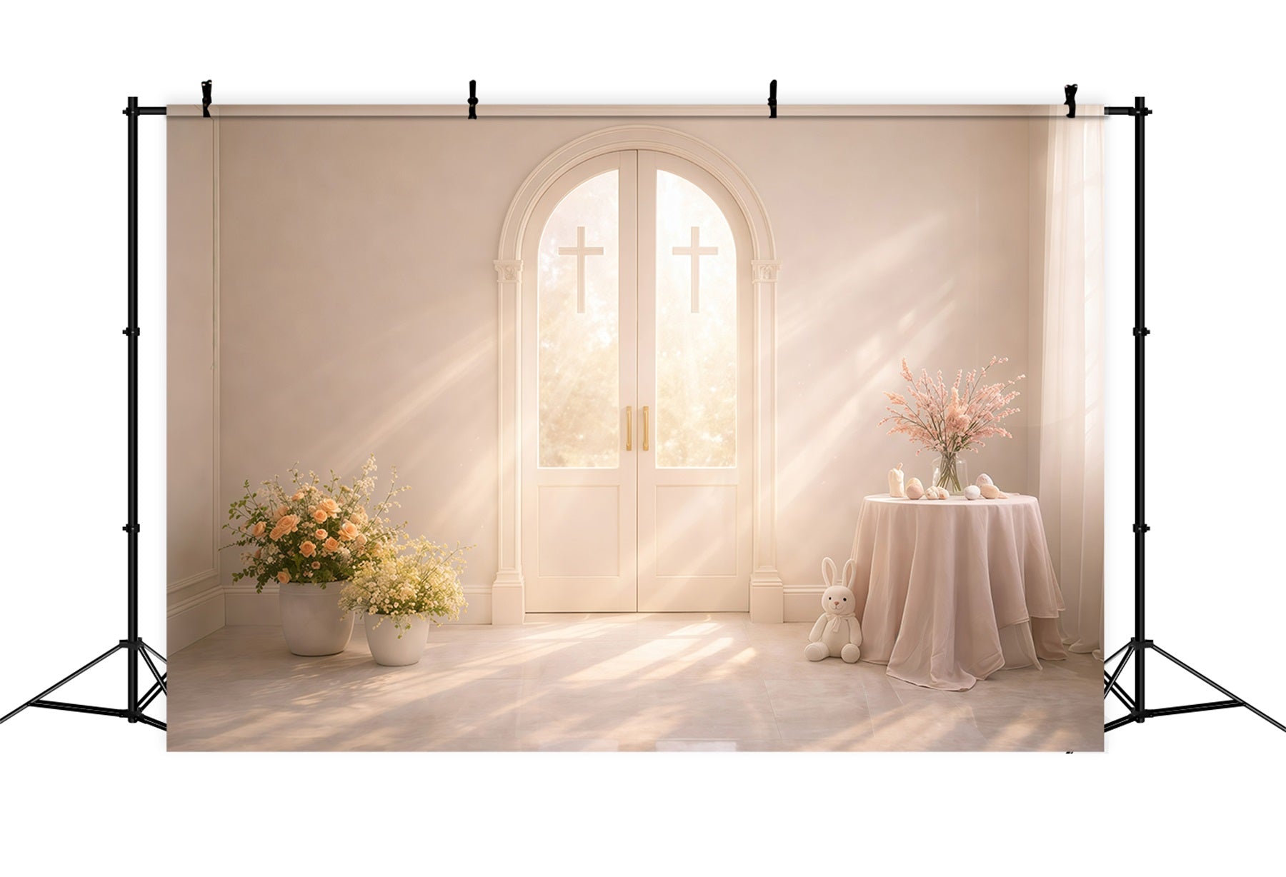 Fond Photo Pâques Portes Cintrées Croix Baignées De Soleil GQ61-10