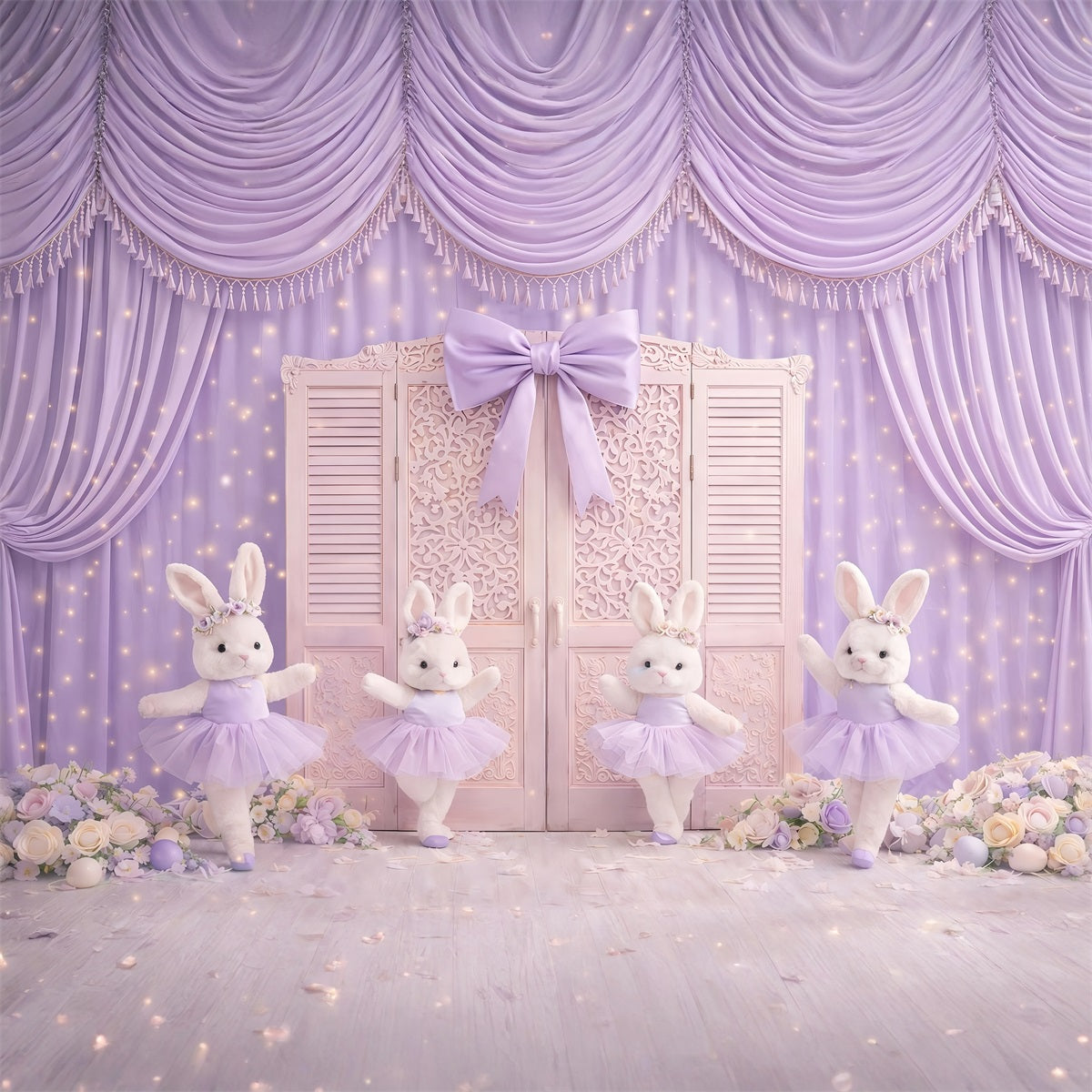 Fond Photo Pâques Rideau Lavande Scène Ballet GQ61-26