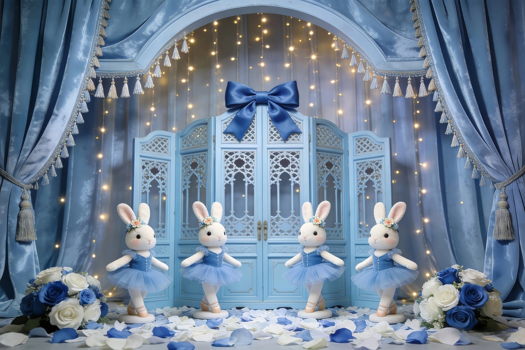 Toile de fond Pâques Rideau Bleu Scène Ballet GQ61-27
