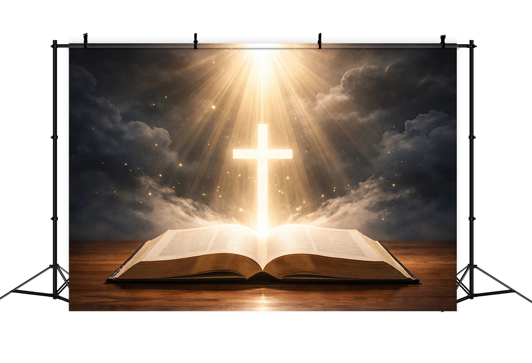 Toile de fond Pâques Croix Glorieuse Livre Saint GQ61-3