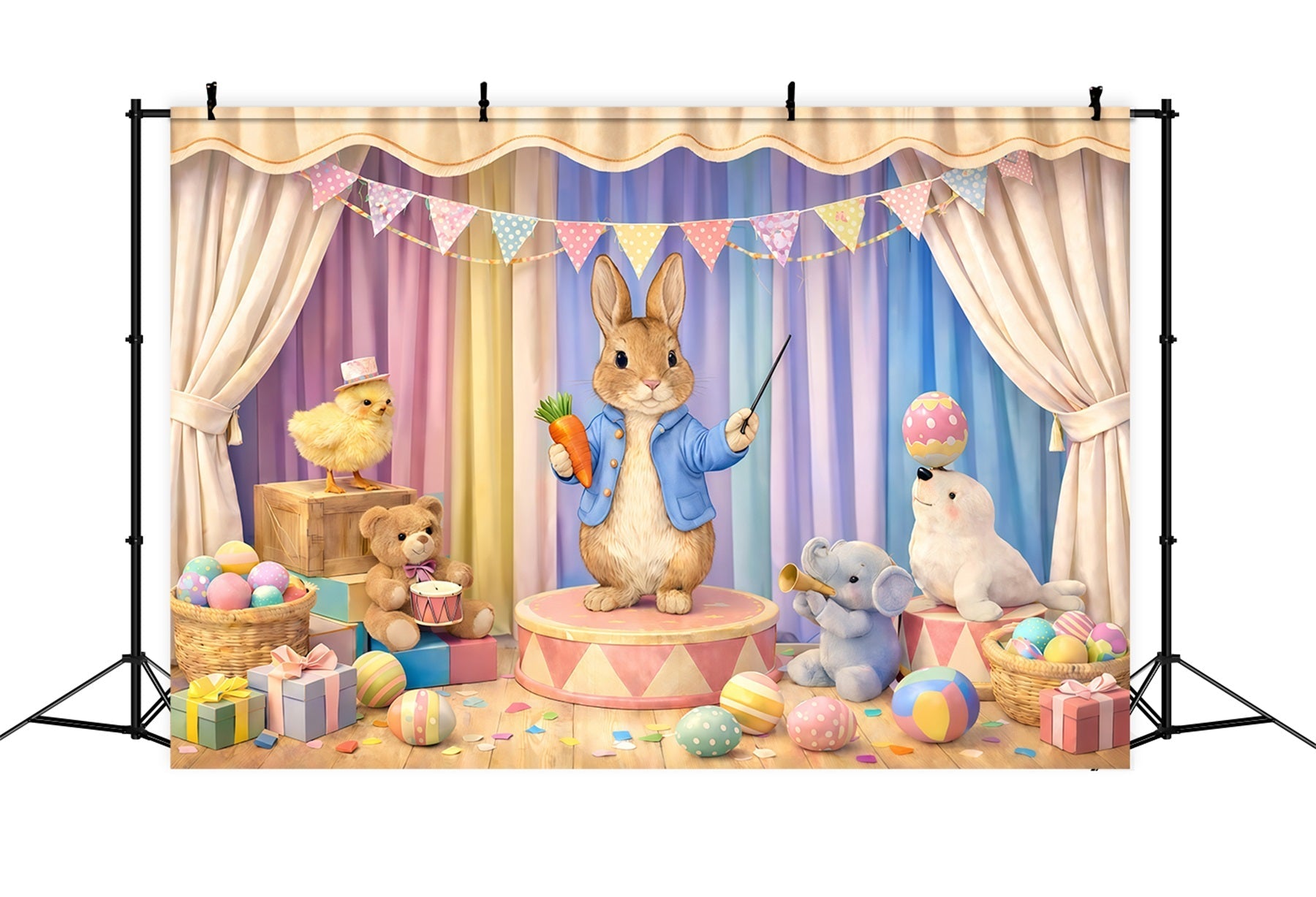 Fond Photo Pâques Scène Cirque Lapin Dessin Animé GQ61-42