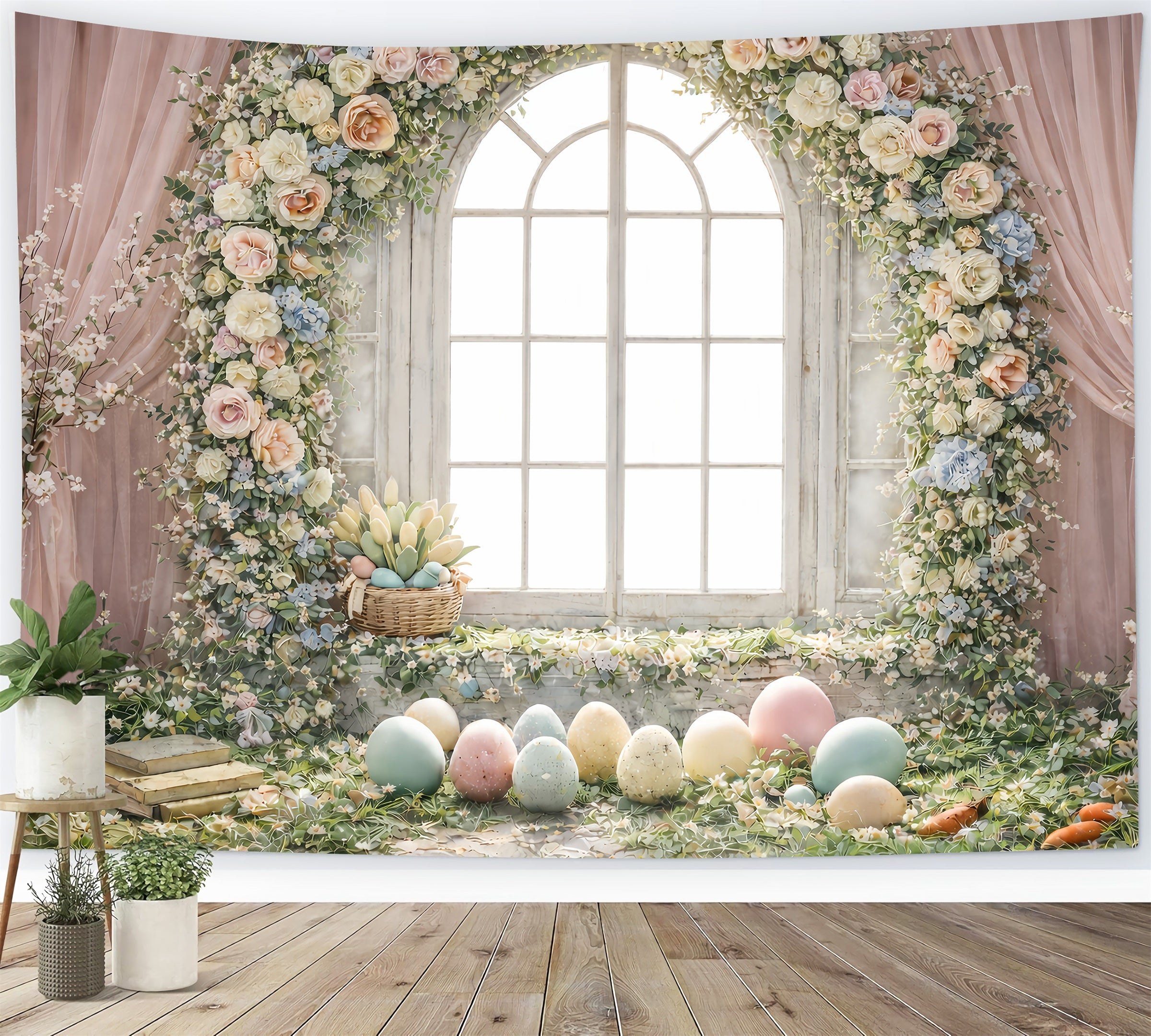 Fond de Pâques Arche Florale Lumière Fenêtre GQ61-49