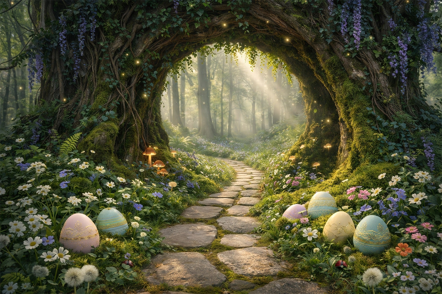 Fond de Pâques Entrée Tunnel Forêt Enchantée GQ61-61