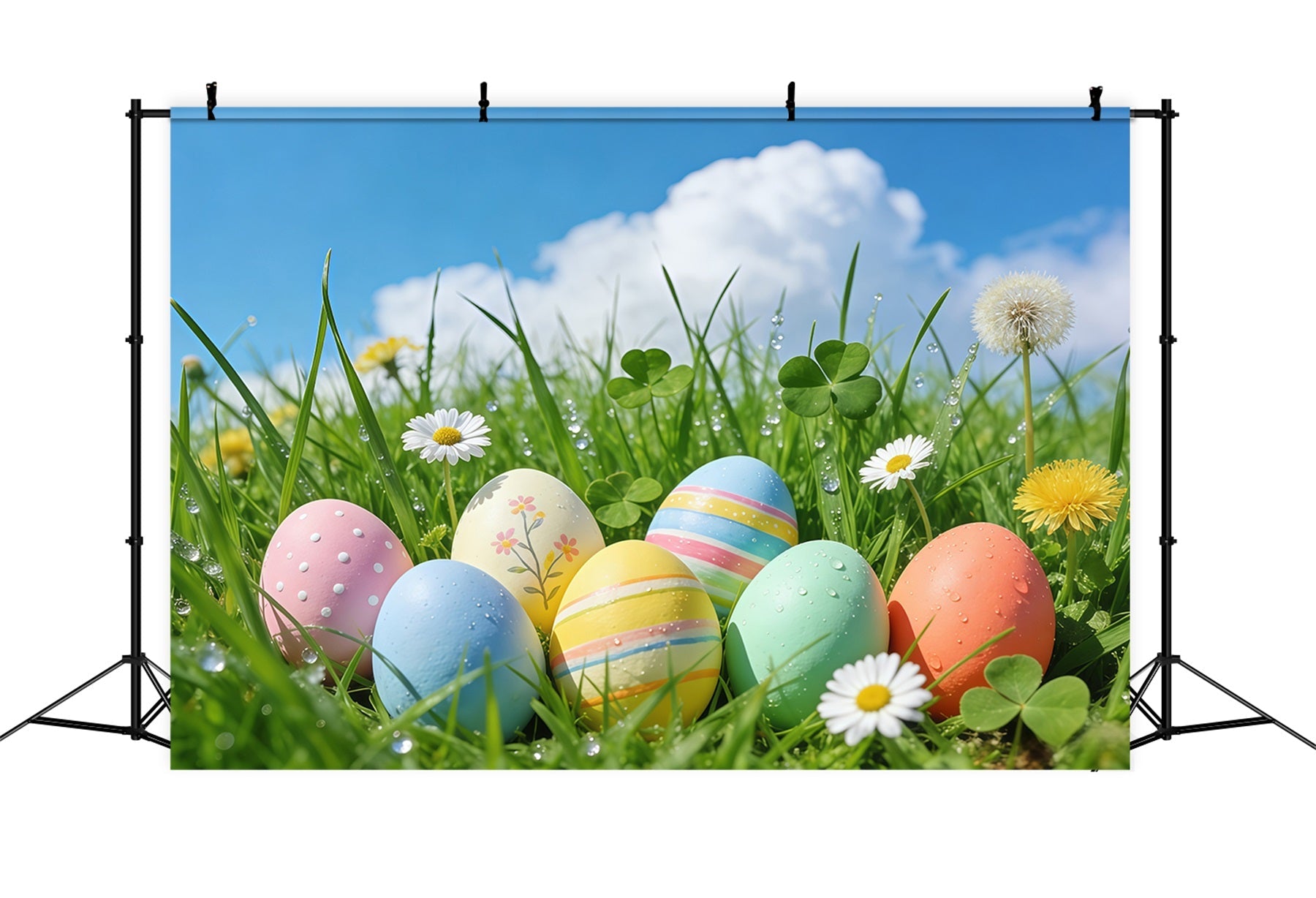 Fond de Pâques Herbe Printanière Œufs Pastel GQ61-65