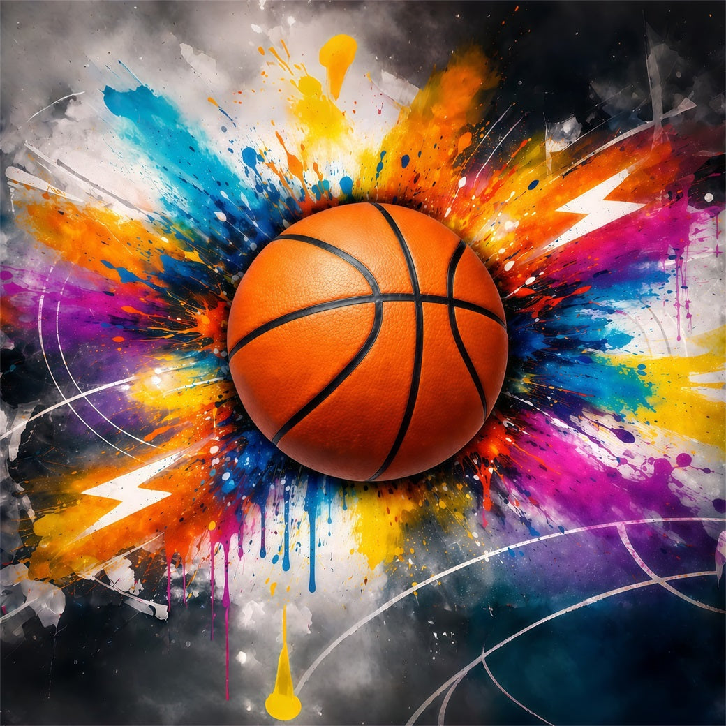 Toile de fond Photo Basketball Mur de graffiti Abstrait Éclaboussures Peinture GQ61-75
