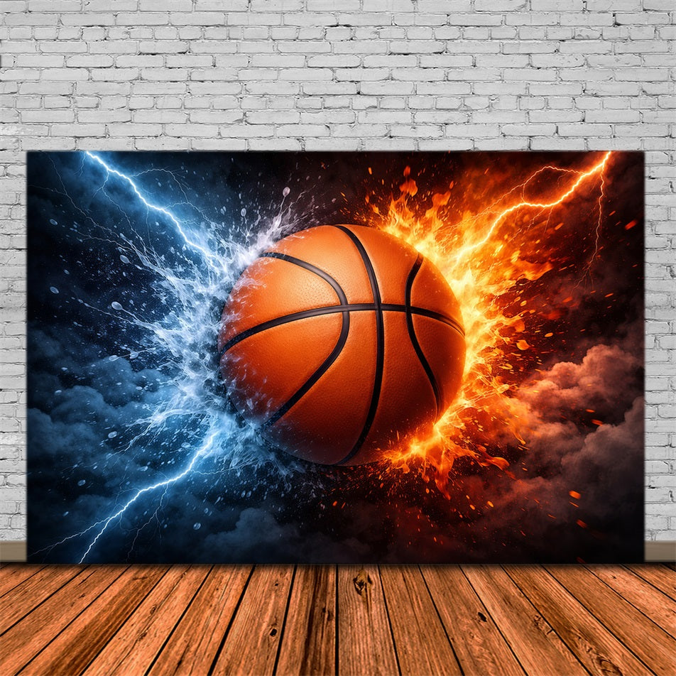 Toile de fond Sport Basketball Explosion Énergie Eau Feu GQ61-81