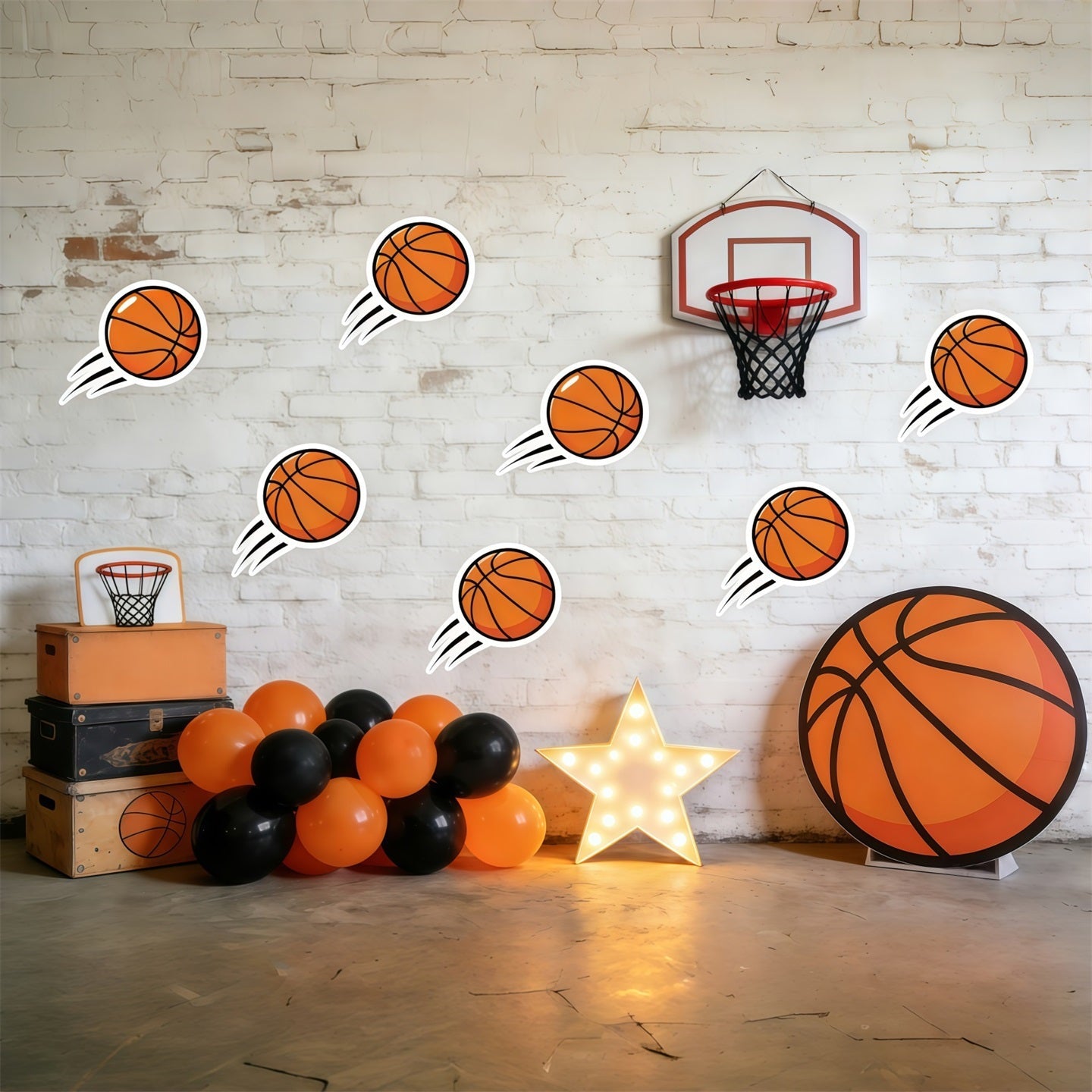 Toile de fond Photo Basketball Mur Briques Ballon Dessin Animé GQ61-83